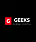 Abstract black-and-white illustration of people with a bold ‘GEEKS’ text and red highlight background