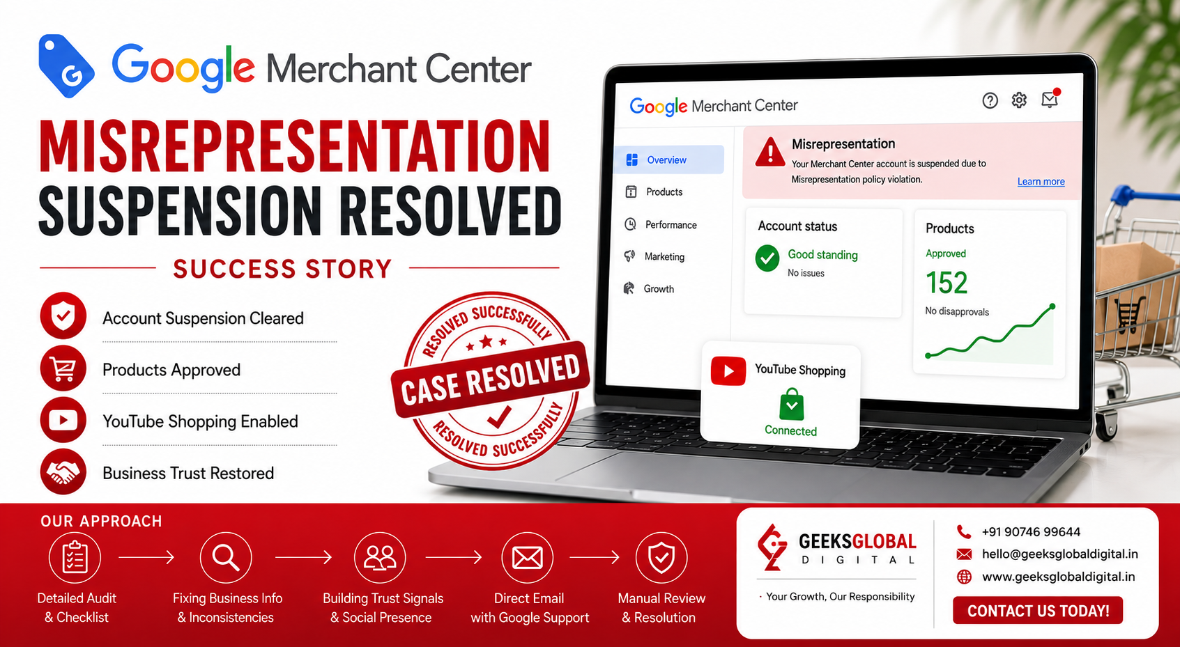 google merchant center account suspension