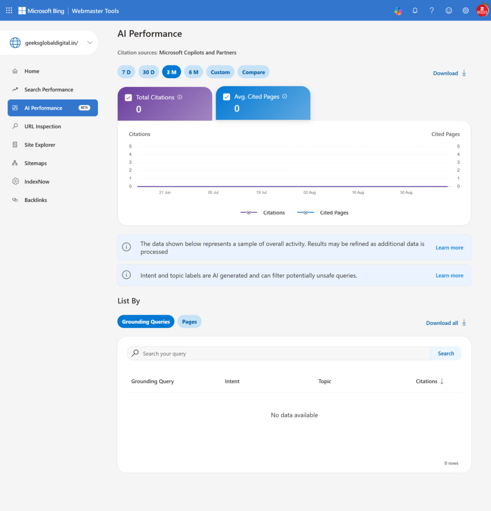 AI performance-bing web master